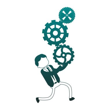 Vites tutan işadamı mavi çizgiler