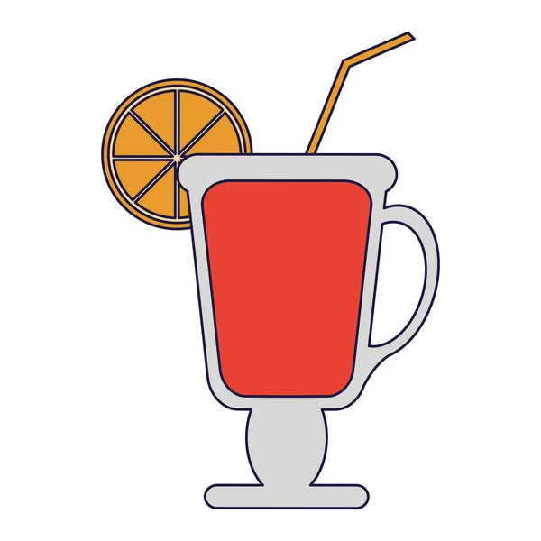 Cocktail mit Zitrone und Stroh in Tasse — Stockvektor