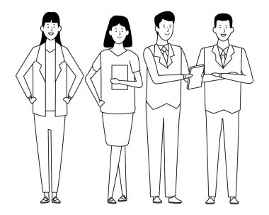 iş adamları avatar çizgi film karakterleri siyah beyaz