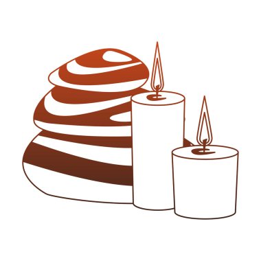 Taşlar kırmızı çizgiler ile Spa mumlar