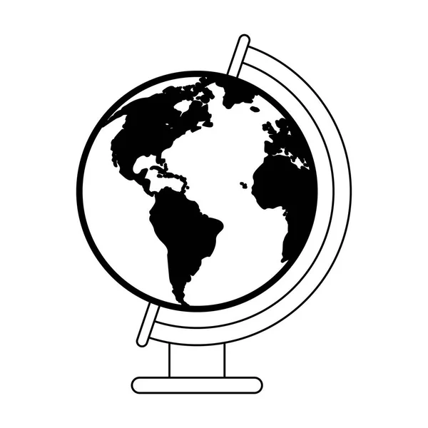 Mundo globo terráqueo en blanco y negro — Vector de stock