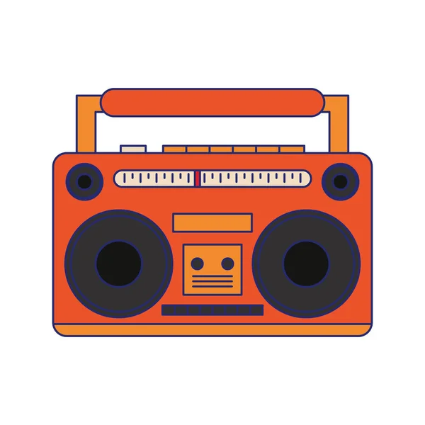 Retro radio stereo device blue lines — Stock Vector