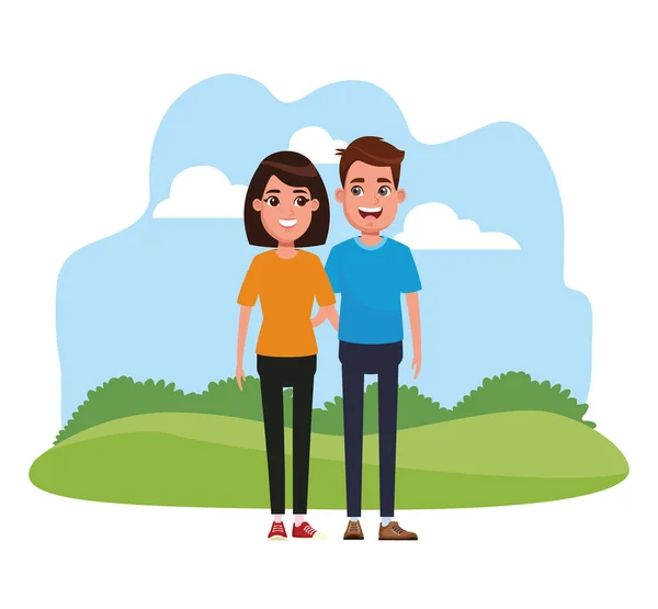 Karikatur eines jungen Paares — Stockvektor