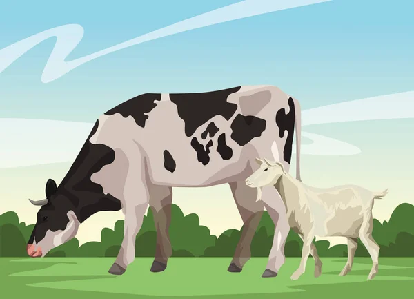 Vache et chèvre — Image vectorielle