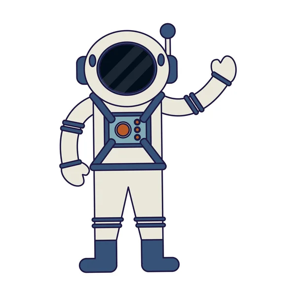 Astronauta saludando dibujos animados aislado — Archivo Imágenes Vectoriales