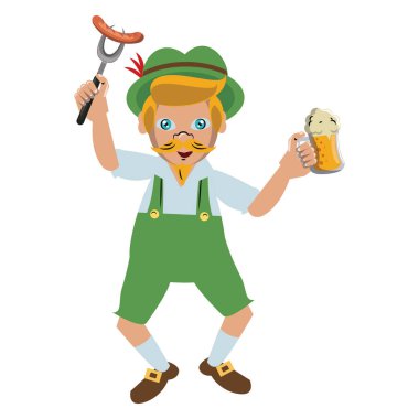 Sosis ve bira ile Bavyera adam