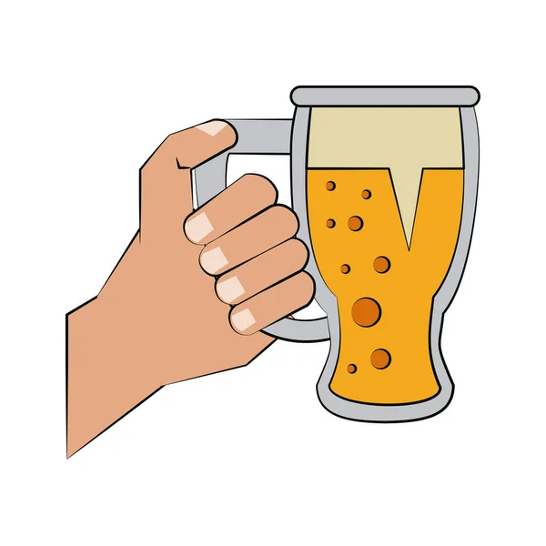 Ręka trzyma kubek piwa — Wektor stockowy