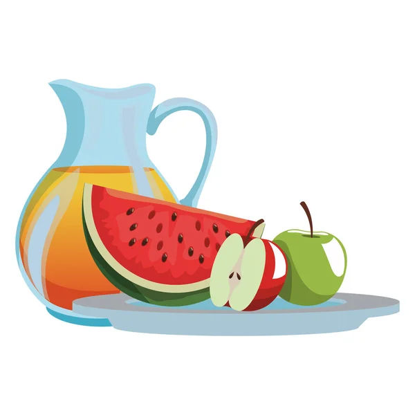 Jugos y frutas — Vector de stock