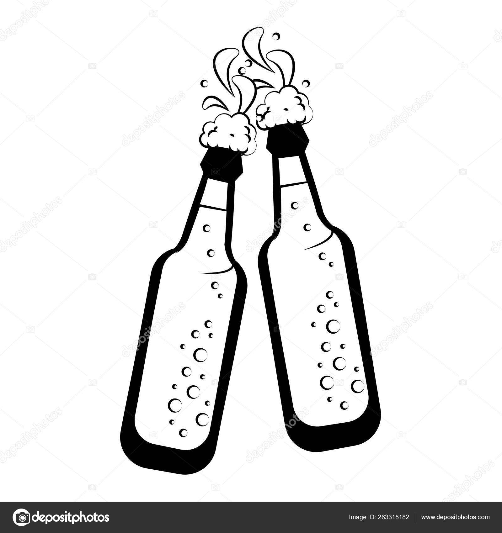 beer bottle clipart black and white