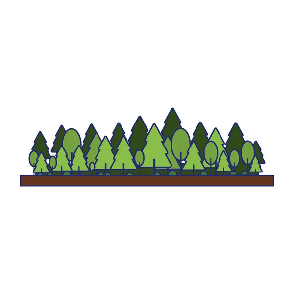 Природа с зелеными пейзажами изолированные синие линии — стоковый вектор