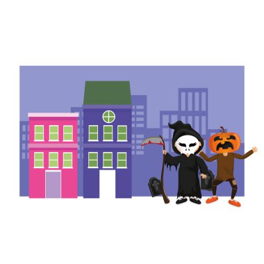 Çocuklar ve cadılar bayramı karikatürleri