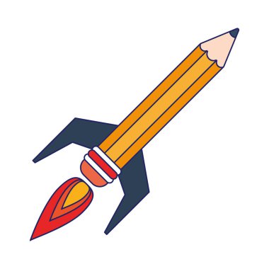 Kalem roket sembolü mavi çizgiler başlatın