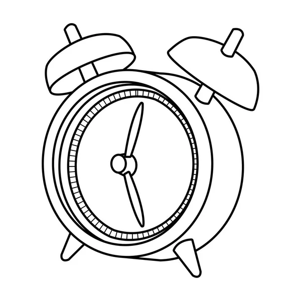 Reloj despertador icono blanco y negro — Vector de stock