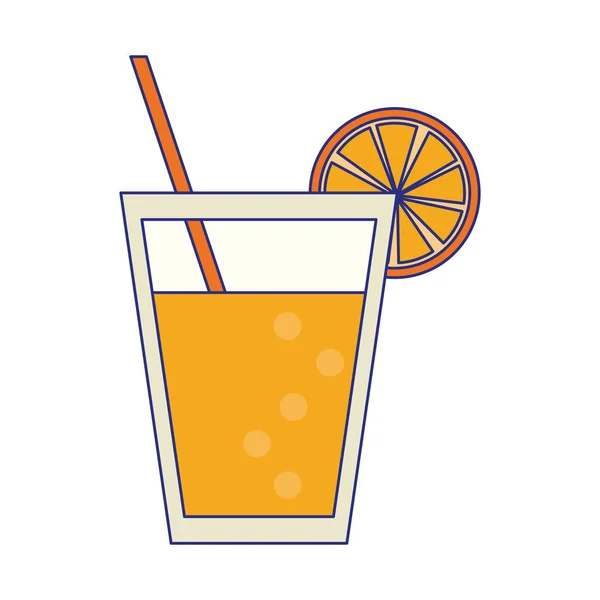 Orangensaftbecher mit Stroh-Drink blaue Linien — Stockvektor