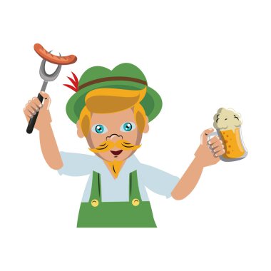Sosis ve bira ile Bavyera adam