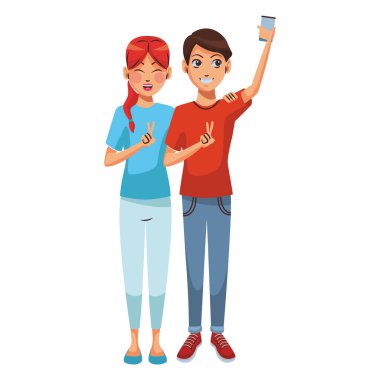 Çift selfie çekiyor.