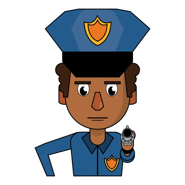 Police profile cartoon colorful — Stock Vector