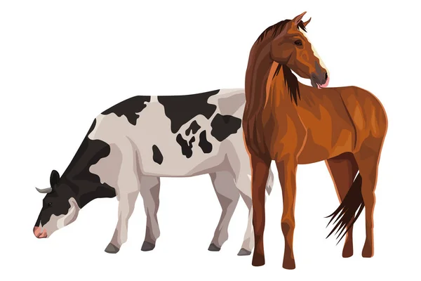 Krávy a koně — Stockový vektor