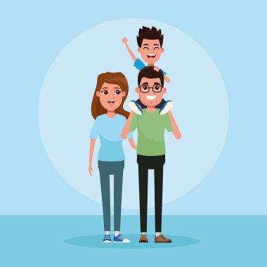 Çocuklu aile karikatür