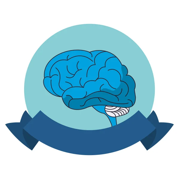 Menschliches Gehirn Symbol rundes Emblem — Stockvektor