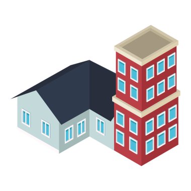 Ev ve konut binaları izometrik