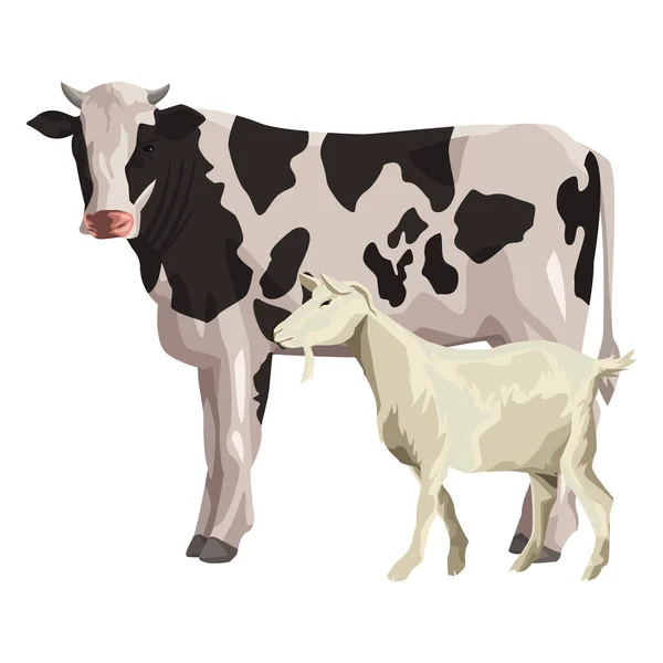 Vaca y cabra — Vector de stock