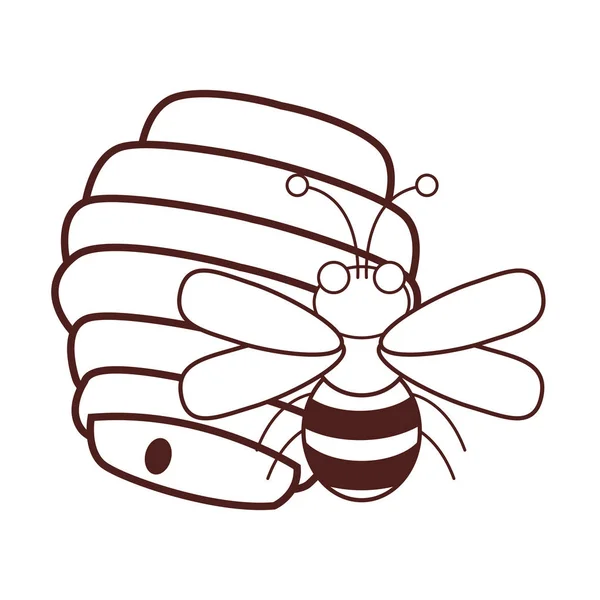 Honeycomb och Bee Cartoon — Stock vektor