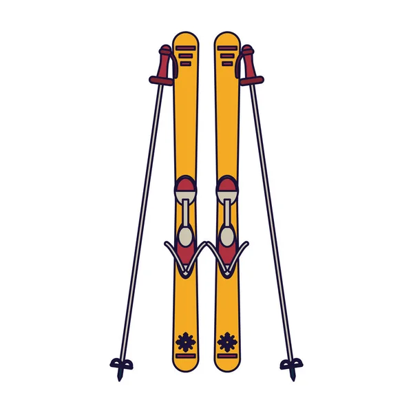 Matériel de planche à ski et bâtons — Image vectorielle