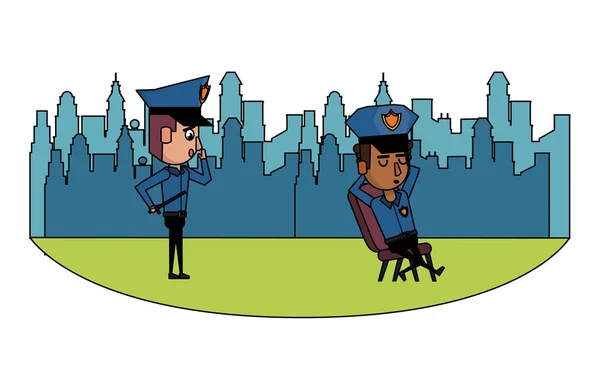 Poliser i staden färgglada — Stock vektor