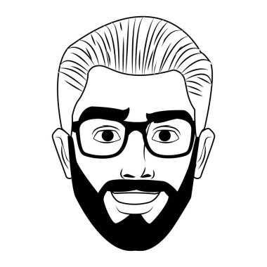 Adam siyah beyaz pop art karikatür yüz