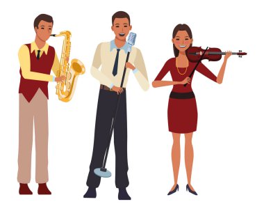 müzisyen saksafon keman çalma ve şarkı