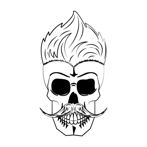 Crâne de barbier vintage en noir et blanc — Image vectorielle