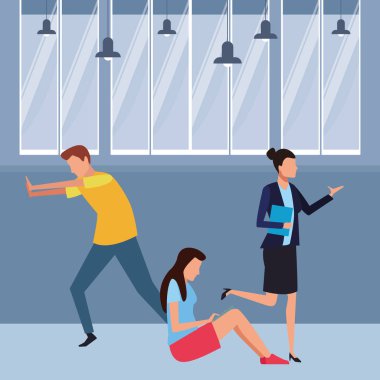 İş arkadaşları ekip çalışması çizgi film