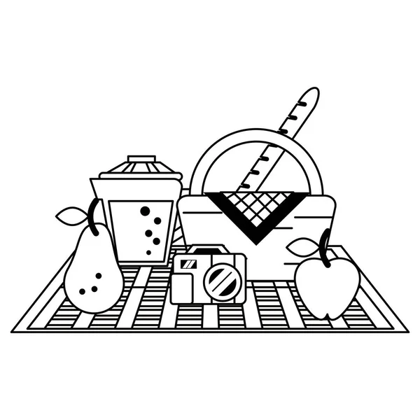 Корзина для пикника с продуктами питания — стоковый вектор