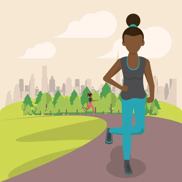 Fitness mujer corriendo en el parque — Vector de stock