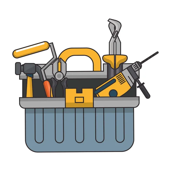Box with construction tools — Stock Vector