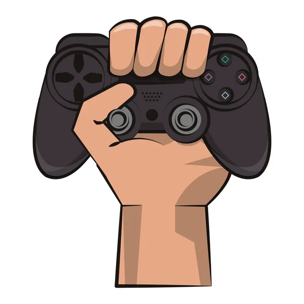 Hand holding modern gamepad — Stock Vector