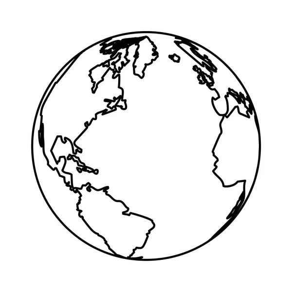 Globe-pictogram geïsoleerd zwart-wit — Stockvector