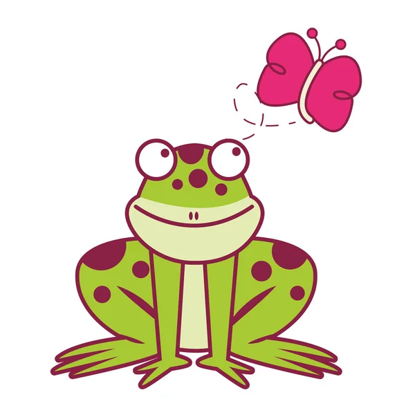 Grenouille et papillon — Image vectorielle