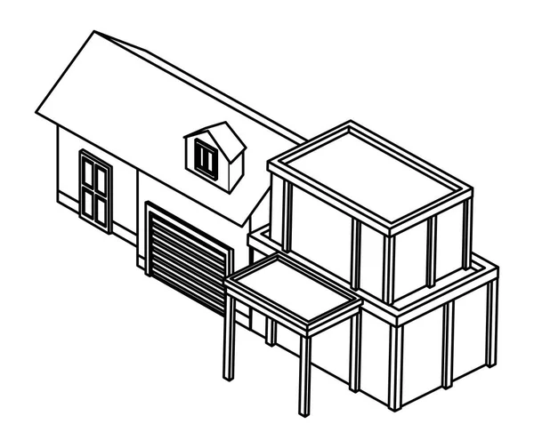 Maisons immobilier isométrique — Image vectorielle