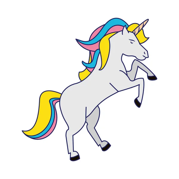 Unicornio fantasía caballo dibujos animados líneas azules — Archivo Imágenes Vectoriales