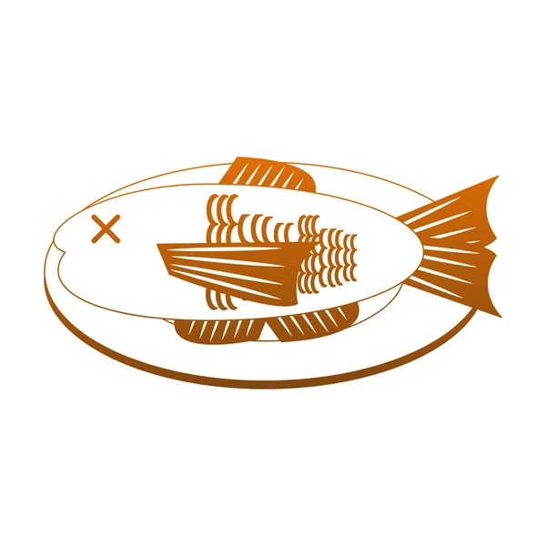 Ψάρια στα πιάτα πορτοκαλί γραμμές — Διανυσματικό Αρχείο