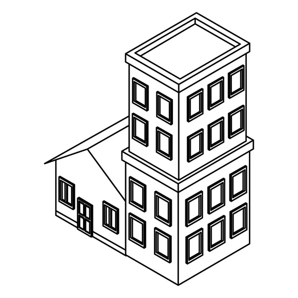 House and residence buildings isometric — Stock Vector