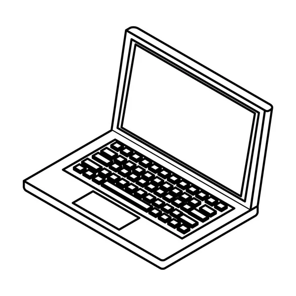 Dizüstü bilgisayar simgesi yalıtılmış siyah beyaz — Stok Vektör