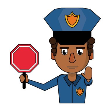 Polis profili karikatür renkli