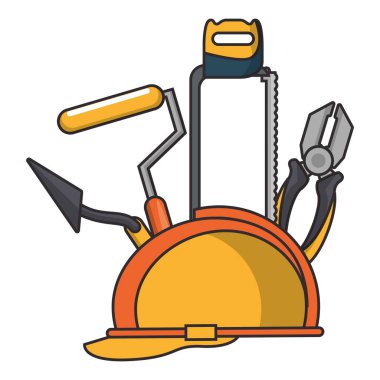Worker helmet and tools