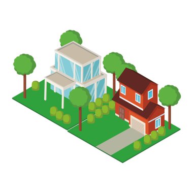 Ev konutları izometrik