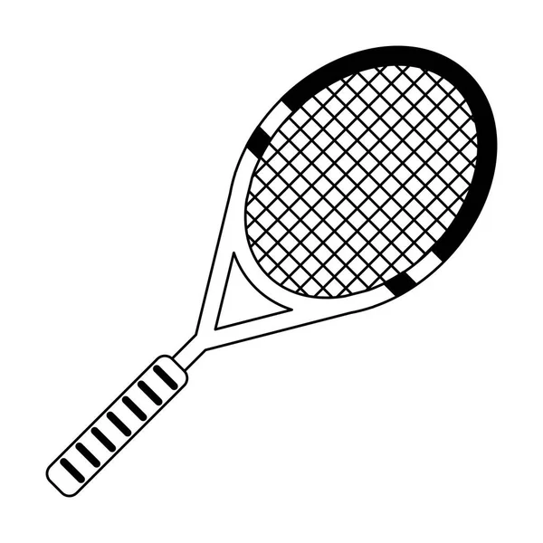 Rakieta tenisowa sprzęt sportowy w czerni i bieli — Wektor stockowy