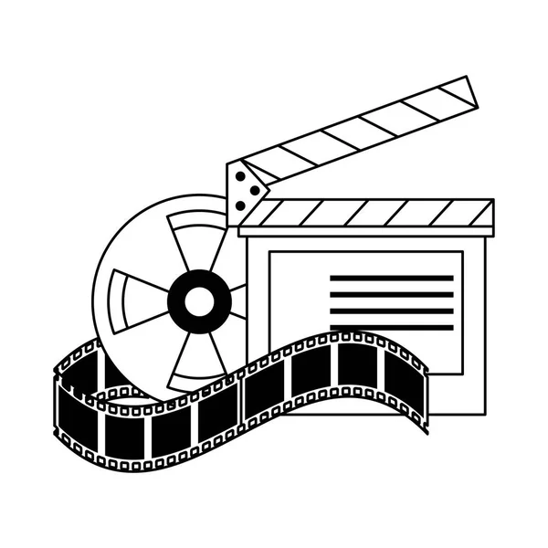 Cinema and movies cartoons in black and white — Stock Vector