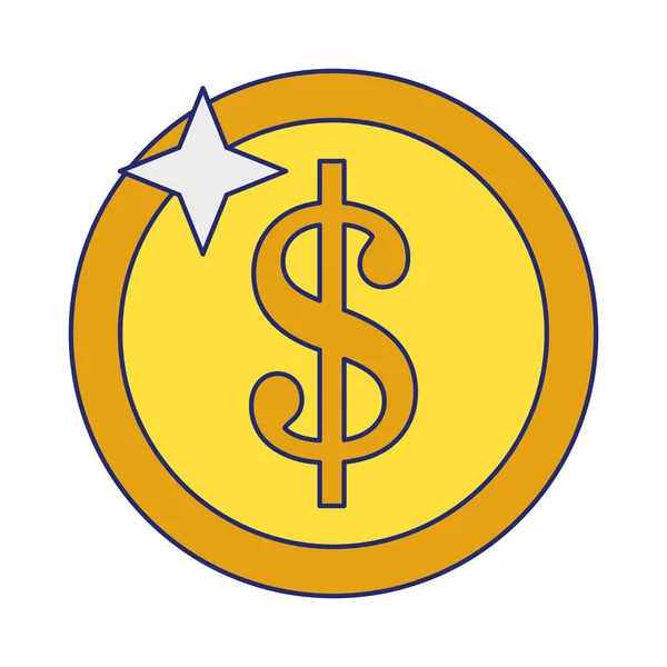 Oddělené symboly pro peníze na mince — Stockový vektor